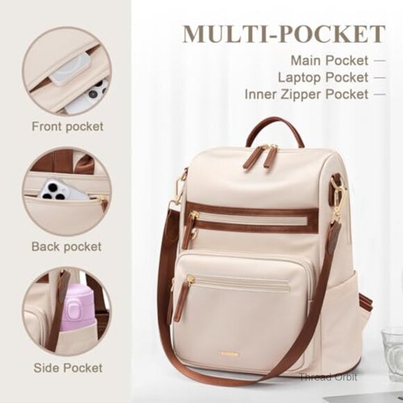 PU Leather Anti-Theft Backpack Purse with 5 Compartments for Women Travel